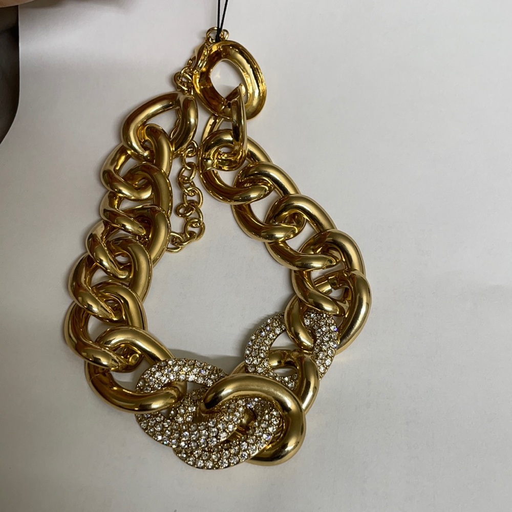 Cara NY LINK chain gold necklace statement - Picture 1 of 3